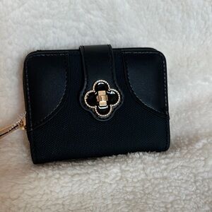 Chic Black Women's Wallet with Gold Accent